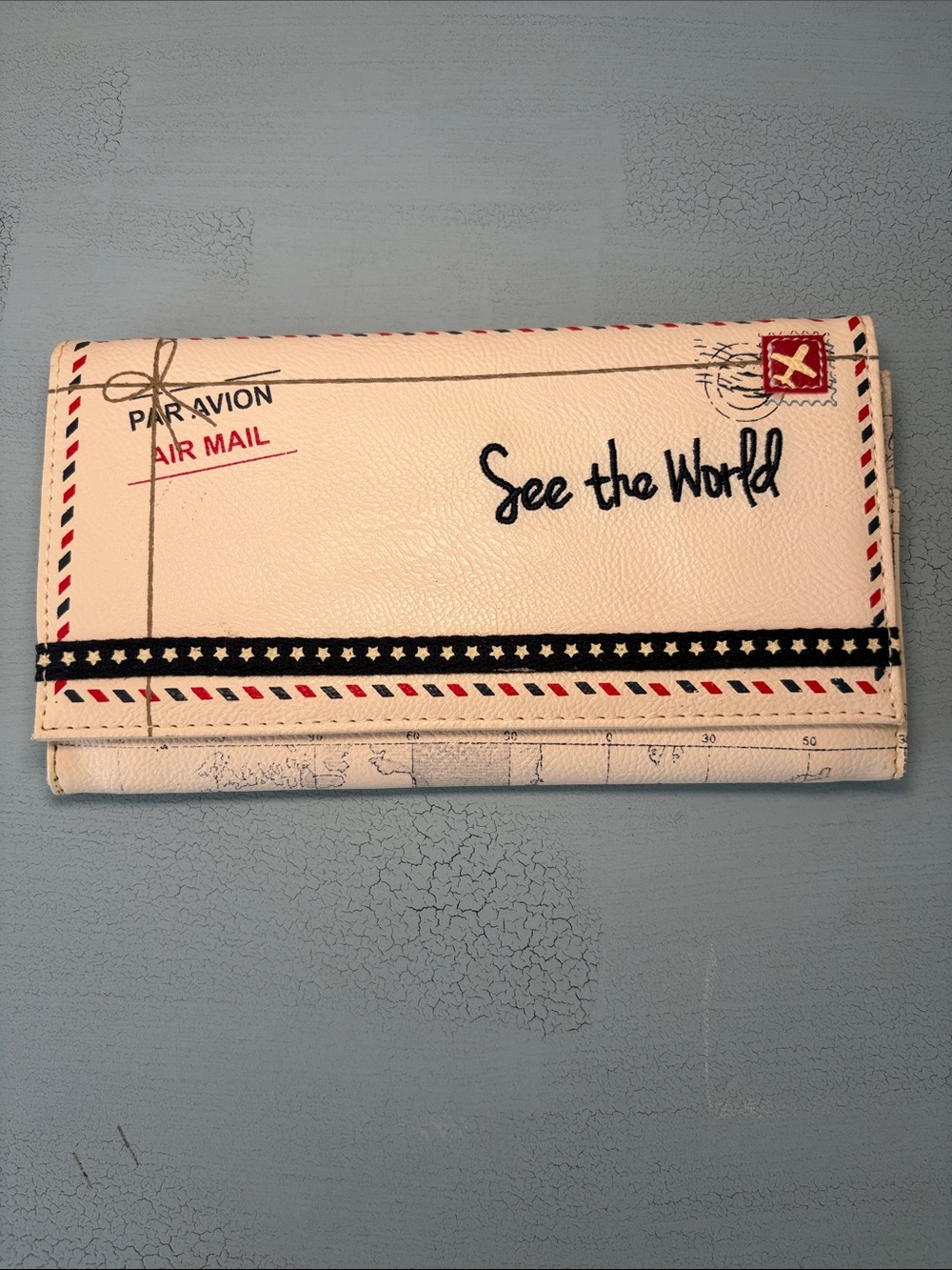See The World Travel Document Organizer, Wallet, Zip Pocket Snap Shut Patriotic